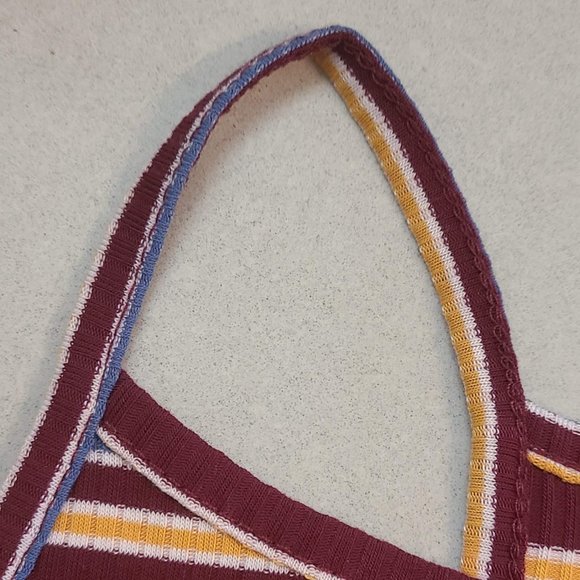 Maroon Striped Bodycon Dress - Picture 9 of 10